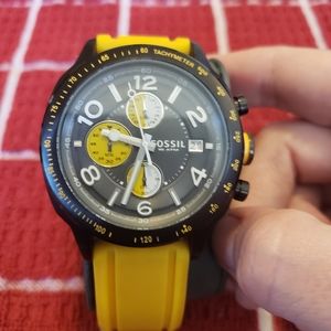 Fossil yellow and black watch